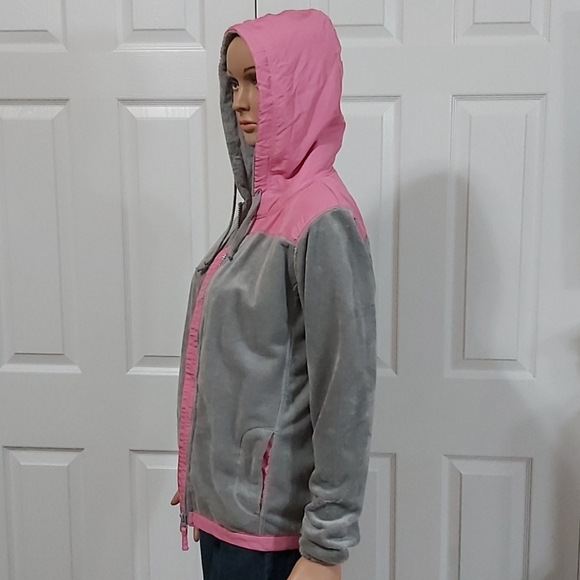 Size Medium Junior Hooded Gray & Pink Jacket - Picture 3 of 7